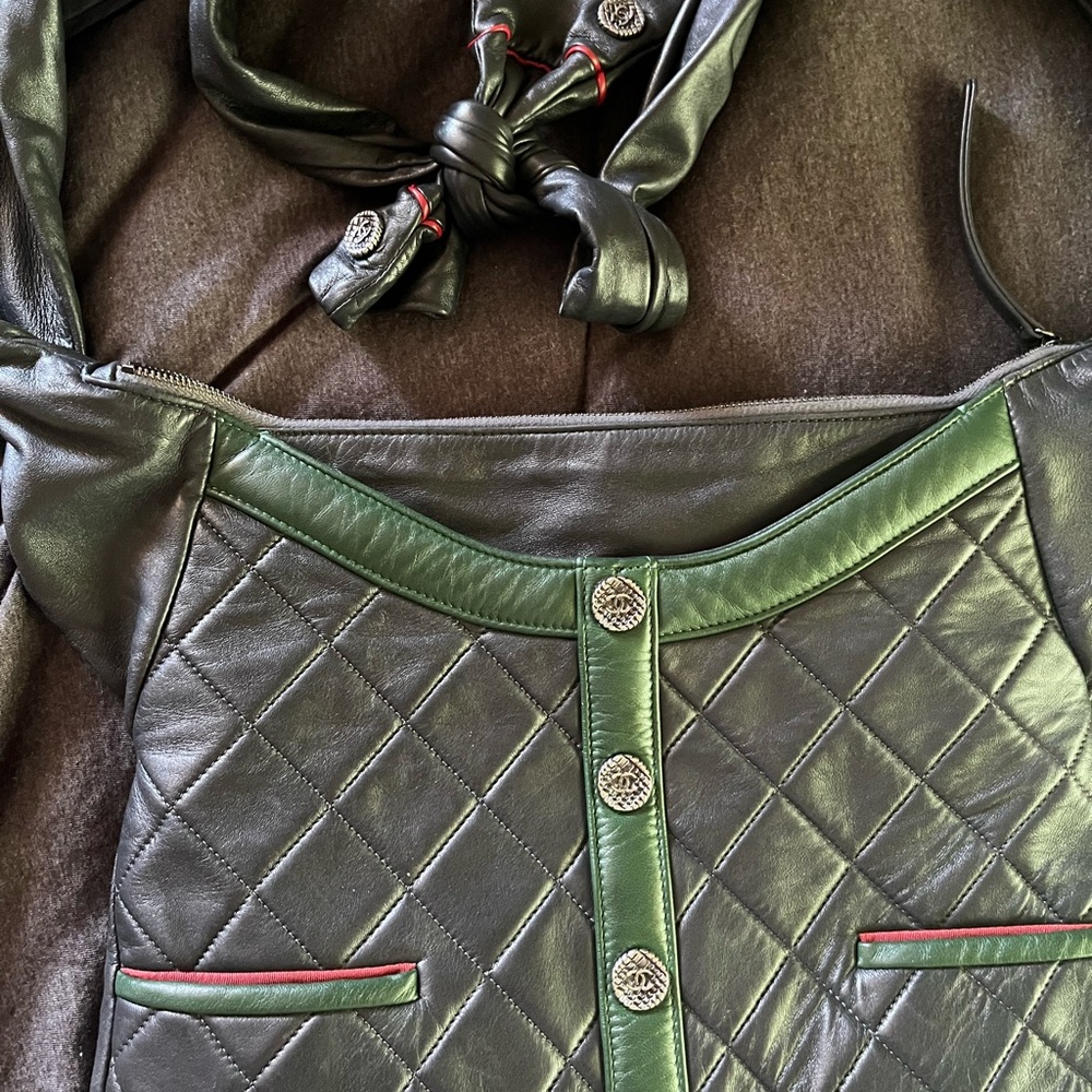 CHANEL  LAMBSKIN NO.21 GIRL DARK GREY SHOULDER BAG